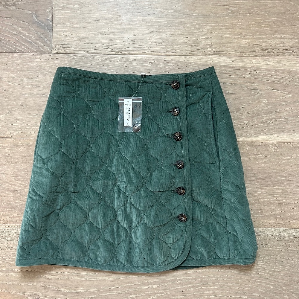 NWT Madewell women’s corduroy quilted mini skirt size 0 Green